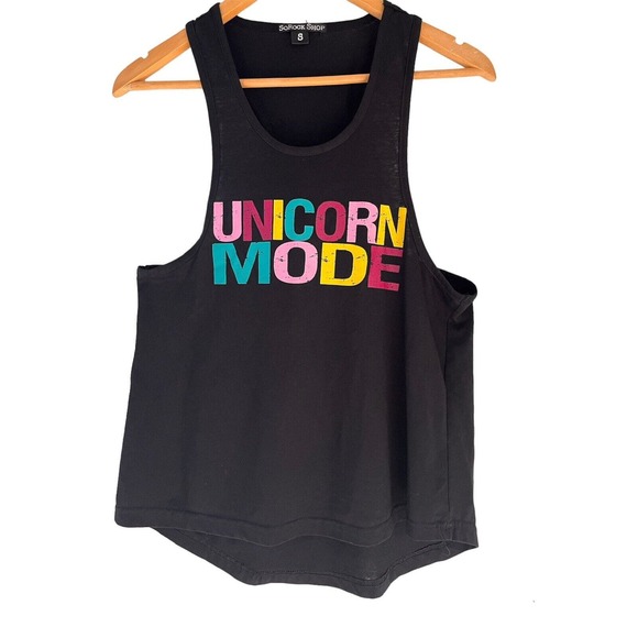 SoRock Women’s Unicorn Mode Tri Blend Tank Top Gym Shirt Black SZ S - Picture 3 of 10